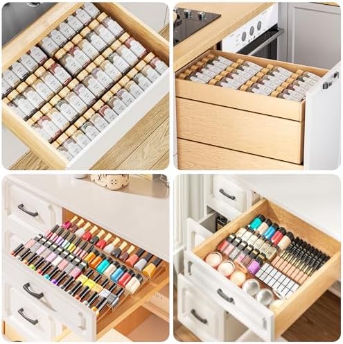 PanPanPal Spice Drawer Organizer, 2 Tier- 2 Pack Drawer Seasoning Organizer