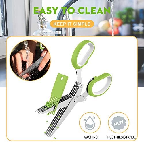 Herb Scissors with 5 Blades and Cover, New Kitchen Gadget 2026