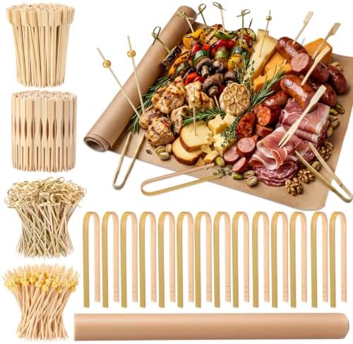 431 Pcs Charcuterie Accessories Set Grazing Table Supplies Including 19 Inch x 98 ft Butcher Paper Roll 4 Style Cocktail Picks Bamboo Tongs Charcuterie Board Buffet for Wedding BBQ Party