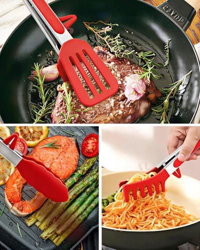 Kitchen Tongs for Cooking, Stainless Steel, Non Scratch Silicone Tip,3 Pack