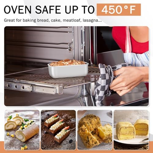 TeamFar Mini Loaf Pan, 12 PCS Stainless Steel Loaf Pans for Baking Bread