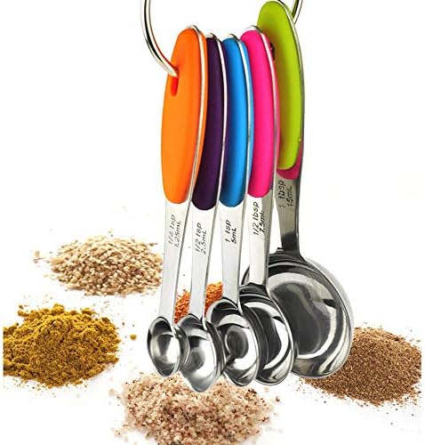 Fsdifly-Stainless Steel Measuring Spoons 5 Piece Stackable Set - Measuring Set for Cooking and Bakin (A)