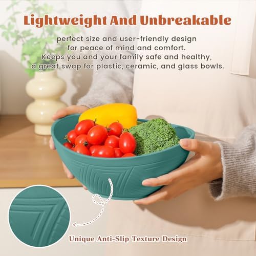 Homienly 9.6 inch Serving Bowls, Large Serving Dishes for Wedding Parties, 60 OZ Centerpiece Serving Bowls for Salad, Popcorn, Pasta, Dinner, Oval Shape, Microwave & Dishwasher Safe, Set of 4, Multi
