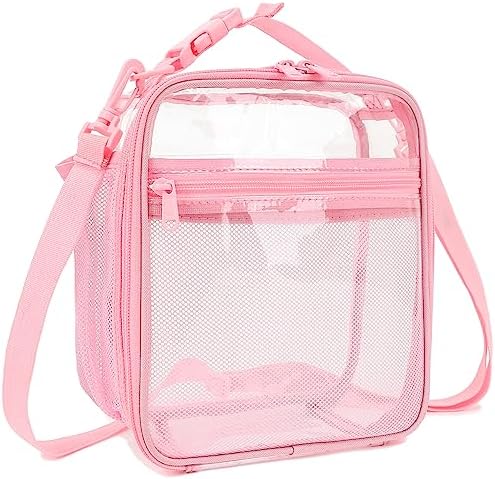 FlowFly Kids Lunch box Insulated Soft Bag Mini Cooler Back to School Thermal Meal Tote Kit for Girls, Boys, PinkClear