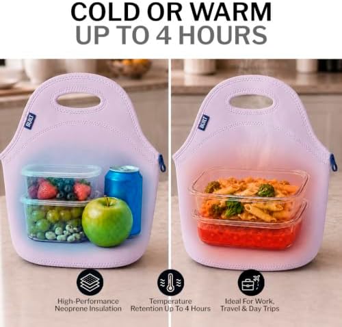 Built Gourmet Getaway Neoprene Lunch Bag, Large Capacity - Lavender