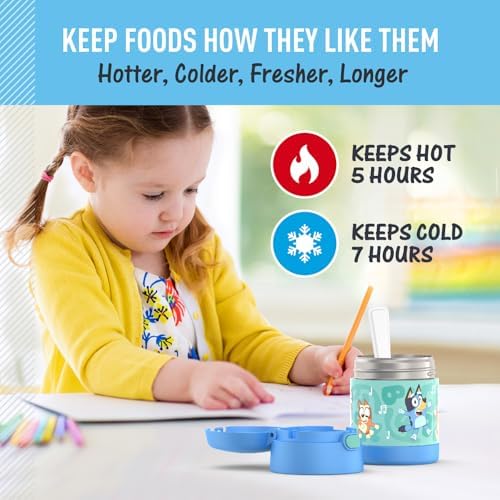 THERMOS FUNTAINER Kids Food Jar with Spoon, 10oz, Bluey