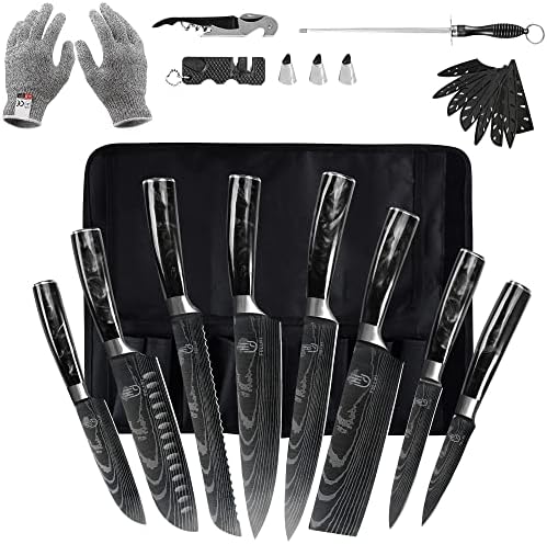 FULLHI Knife Set, 14pcs Japanese Knives Set, Multiple Colour Premium German Stainless Steel Chef Knife Set