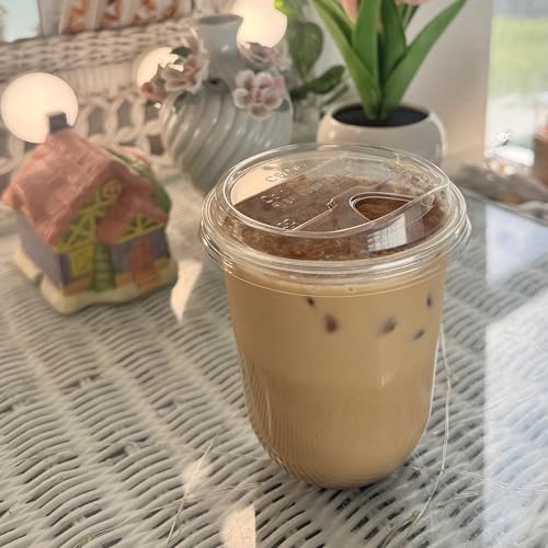 TOSSWARE NATURAL 16oz Arc Bundle - Plant Based 98mm Clear Cold Cups + Sip Lids - Plastic Alternative for Parties, Bachelorettes, Weddings - Recyclable - Set of 50