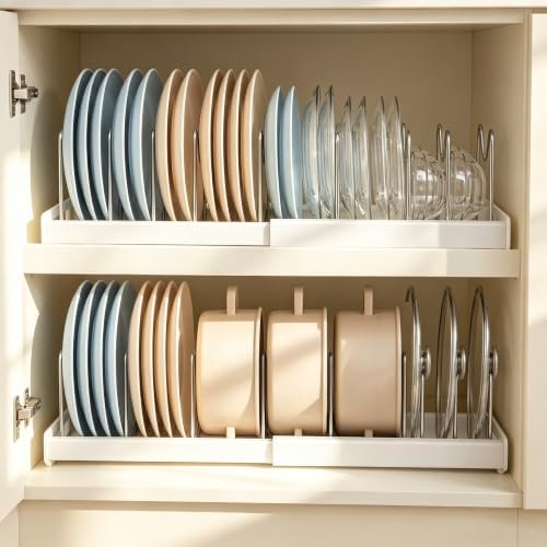 2-Pack Pots and Pans Organizer under cabinet with 9 Adjustable Dividers-22"