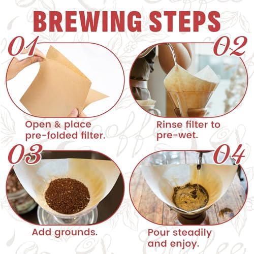 Pre-Folded Unbleached Cone Coffee Filters – Premium Thick Paper, Compatible with Pour-Over Coffee Makers (240 Filters)