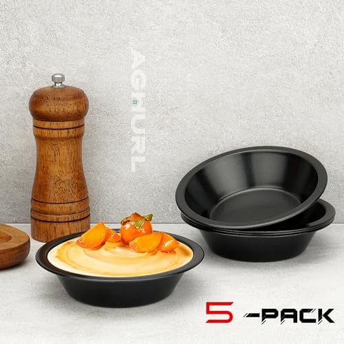5" Mini Pie Pans, 5 Pack Nonstick Baking Tins for Cake & Meat