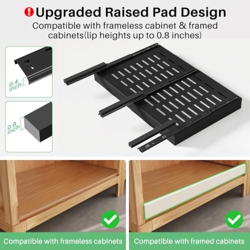 2 Pack Pull out Cabinet Organizer, Expandable(18"-30") Heavy Duty Slide out Drawer Fixed with Adhesive Nano Film for Pots, Roll out Shelf Storage for Kitchen Organization, Pantry, Bathroom(Black)