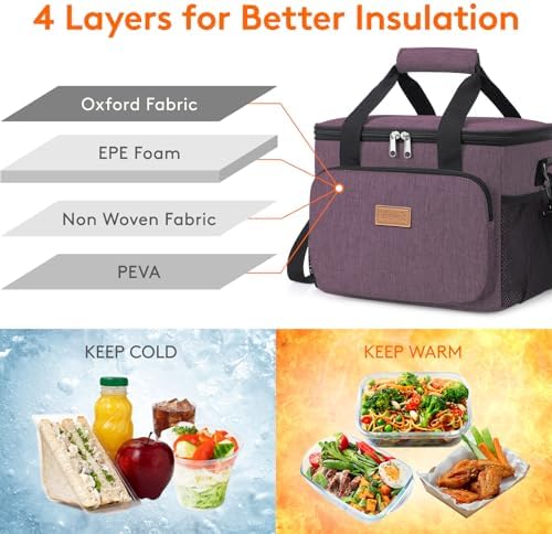 Lifewit Medium Lunch Bag, Insulated Lunch Box, Soft Cooler Cooling Tote for Adult Men Women, Purple 12-Can (9L)