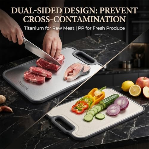 Double-Sided Titanium Cutting Board for Kitchen, 15.4"x10.4"