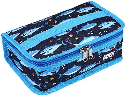 MIER Small Lunch Bag for Kids Compact Insulated Lunch Box, Blue Shark