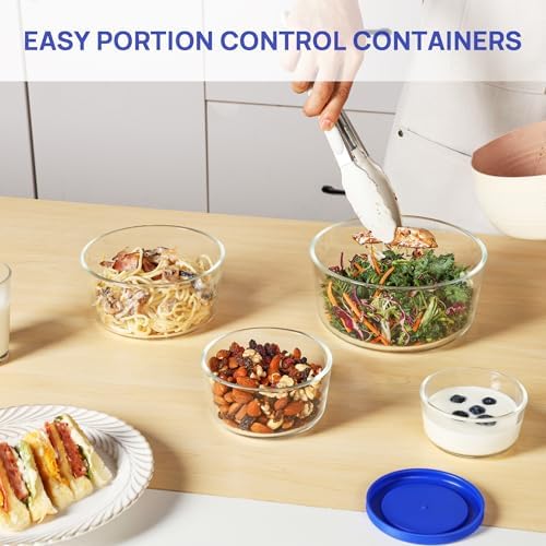 Vtopmart 4 Pack Glass Bowls with Lids (1, 2, 4, 7 Cup)