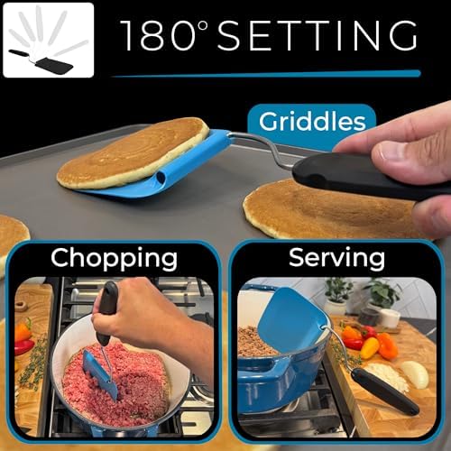 Adjustable Angle Spatula PPSU Material – Flexible Cooking Egg Flipper & Fish Spatula for Pancakes & Indoor Griddles – Swappable Heat-Resistant Thin Heads Spatula - Non-Stick Cookware Safe