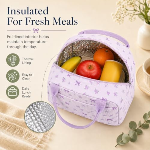 Bluboon Lunch Bag for Women Men Cute Corduroy Lunch Tote Bags Reusable Insulated Lunch Box Large Capacity Reusable Insulated Cooler for Work Picnic or Travel