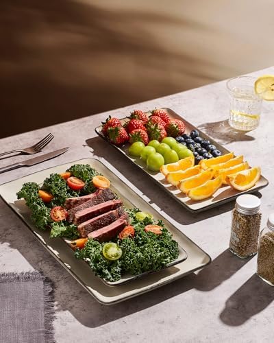 Famiware Serving Platters Set of 3 Sizes - Rectangular, Light Khaki