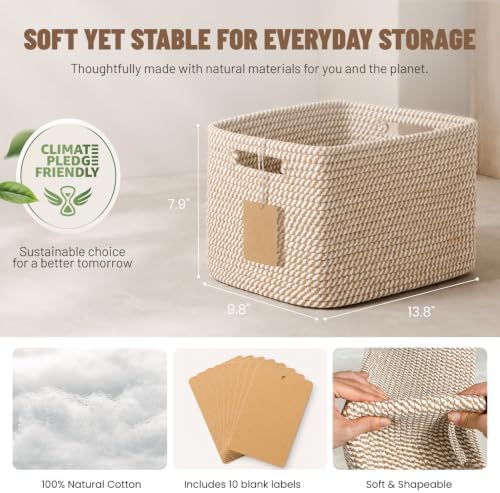 5 Pack Woven Storage Baskets, Decorative Storage Bins for Organizing