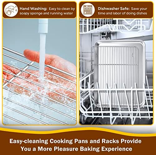 P&P CHEF Stainless Steel Baking Sheet with Rack Set for Cookie, 16 Inch