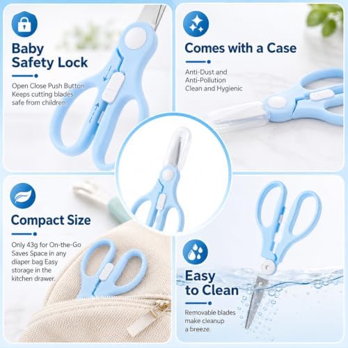 2Pcs Baby Food Scissors, Portable Travel Food Scissors for Kids