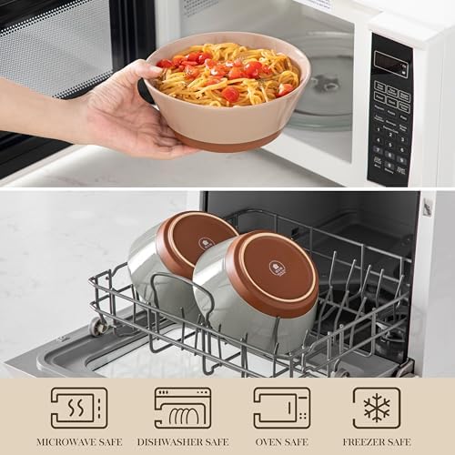 MALACASA Soup Bowls, Ceramic Salad Bowls Set of 4, 36oz Ceramic Bowls