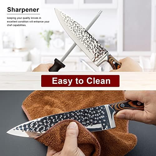 15 Pieces Kitchen Knife Set with Block and Sharpener