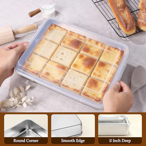 LIANYU Baking Cake Pan Set with Lid, 12⅓ x 9¾ x 2 Inch Lasagna Brownie Pan