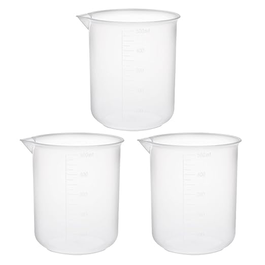 uxcell Measuring Cup 500ml PP Plastic Graduated Beaker Transparent for Lab Kitchen liquids 3pcs