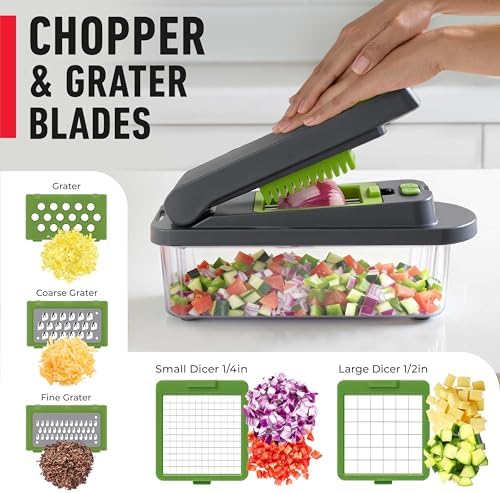 MUELLER HOME Pro-Series 10-in-1 Vegetable Chopper with Container, 8 Blade