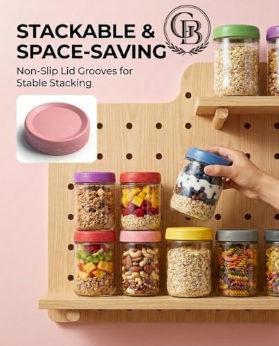 16 oz 4-Pack Overnight Oats Containers with Lids