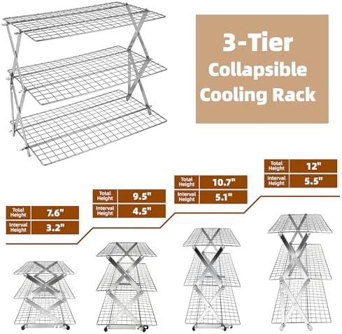 3 Tier Collapsible Cooling Rack Sourdough Cooling Rack 17"x10"