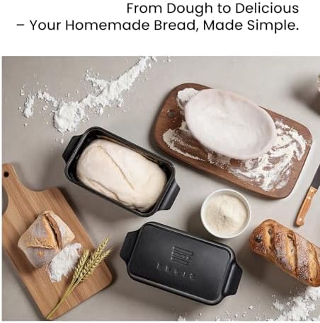 Cast Iron Dutch Oven for Sourdough Bread baking, 9×5 Loaf Pan with Lid, Bread Pans for Homemade Bread, 2 in 1 Dutch Oven Pot with Lid, Pre-Seasoned (4.5 QT)