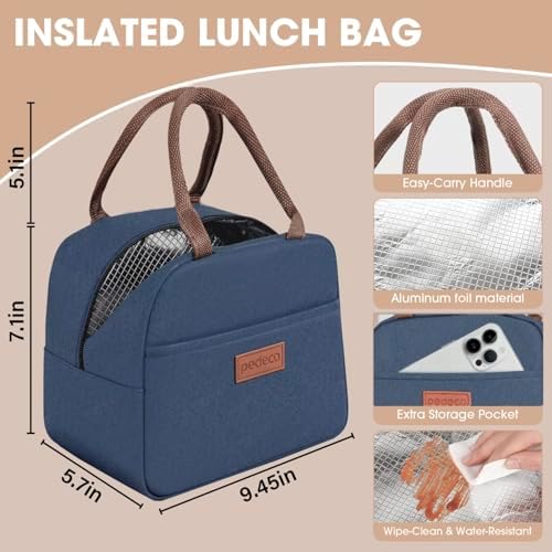 PEDECO Blue Bento Box with Bag, 2-Tier Stackable with Utensils & Sauce Box
