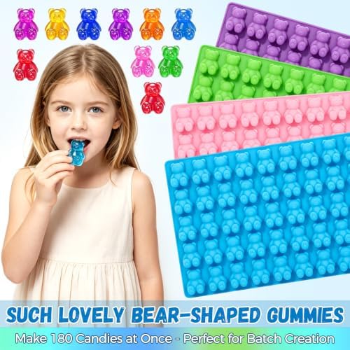 4 Pack Large Gummy Bear Molds Candy Molds - 3 Inch Gummy Silicone Molds