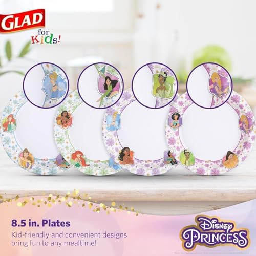 Glad for Kids Disney Princess Disposable Paper Plates, 8.5 in, 40 Ct, 8-Pk