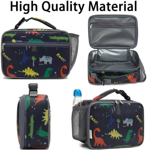 GYEUKHAM Insulated Lunch Box for School, Thermal Reusable Durable Freezable Lunch Bags for Kids Boys Girls Men Women - Small Soft Cooler Portable Lunch Tote Kit for Work Picnic Travel,Dinosaur
