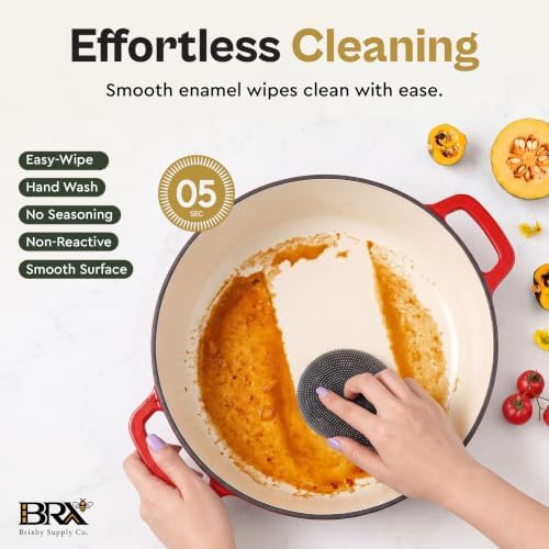 Brixby 5 QT Sourdough Dutch Oven, Enameled Cast Iron with Skillet Lid