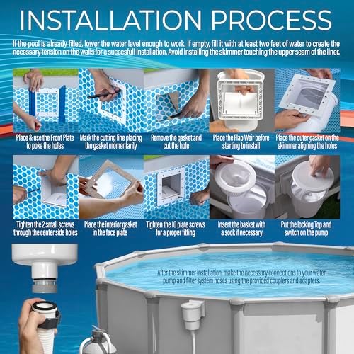 Wide Mouth Above Ground Pool Skimmer Kit, Thru Wall Skimmer with Basket