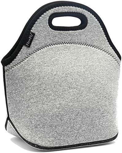 FlowFly Neoprene kids Lunch box Insulated Soft Bag Mini Cooler Thermal Meal Tote Kit for Boys, Girls,Men,Women,School,Work, Office, Grey