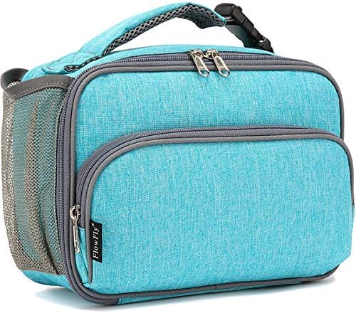 FlowFly Kids Lunch box Insulated Soft Bag Mini Cooler Back to School Thermal Meal Tote Kit for Girls, Boys, Sea Blue