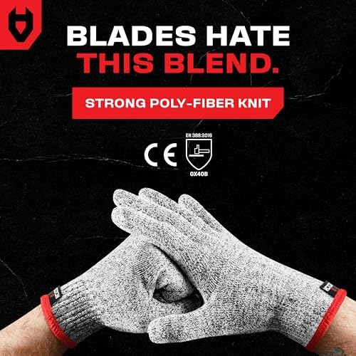 NoCry Premium Cut Resistant Gloves Food Grade — 100% Food Safe — Level 5 Meat Cutting Glove for Chefs & Butchers — Perfect Mandoline Glove or Oyster Shucking Gloves with Superior Comfort & Dexterity