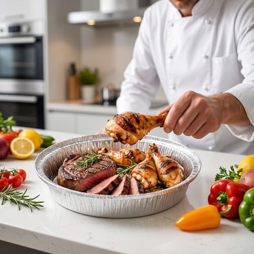 75 Pack 9" Aluminum Foil Pie Tins, Round Aluminum Foil Pie Pans, Tins Disposable Foils Plates Freezer Oven Safe for Baking, Cooking, Quiche, Tarts, Pies, Takeout Spare Essentials