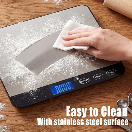 Food Scale 44lb/20kg, Extra-Large Platform Digital Kitchen Scale, 1g/0.1oz High Precision, Stainless Steel/Tempered Glass, Weight Grams and oz for Cooking Baking Meal Prep, 2 Batteries Included