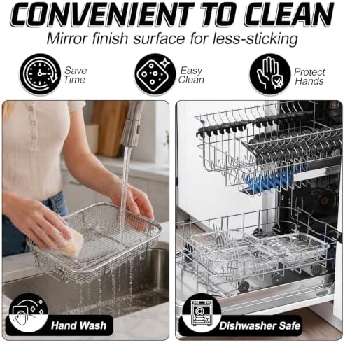 P&P CHEF 9.8 Inch Air Fryer Basket for Oven, Air Fryer Rack, 3 Pieces