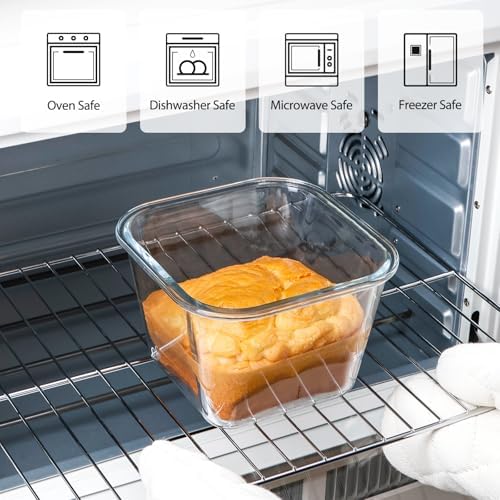 NUTRIUPS 2.0L Large Glass Food Storage Container, 6.8×5in