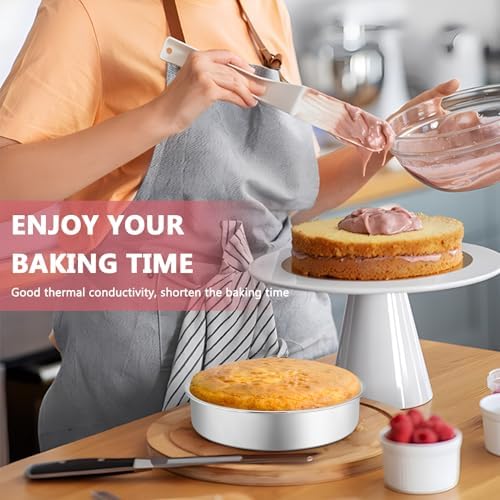 P&P CHEF 8 Inch Cake Pan Set of 4, Stainless Steel Round Cake Pans Tins