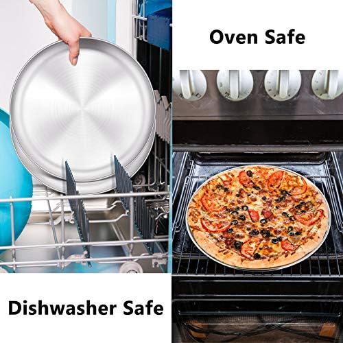 P&P CHEF Pizza Pan Set of 2, 12 Inch Stainless Steel Pizza Tray, Silver