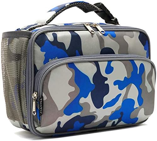 FlowFly Kids Lunch box Insulated Soft Bag Mini Cooler Back to School Thermal Meal Tote Kit for Girls, Boys,Blue Camo